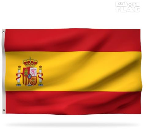 Premium spanische Flagge – Spanien-Flagge 150 x 90 cm, sehr widerstandsfähig und hochwertig mit 2 Metallösen