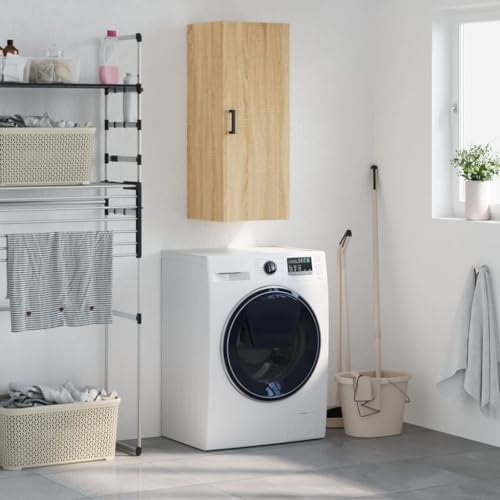 Hovothy Wandschrank 34,5x34x90 cm Küchenschrank Hängeschränke Fürs Bad Badhänge Schrank Küchenschrank Hängend Hängeschrank Flur Schlafzimmer Küche Wäscheraum Sonoma-Eiche