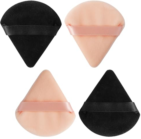 GNALIA 4 Pièces Houpette Maquillage Bouffées De Maquillage Triangle Éponge Poudre Douce En Peluche Outil De Maquillage Éponge Fond De Teint