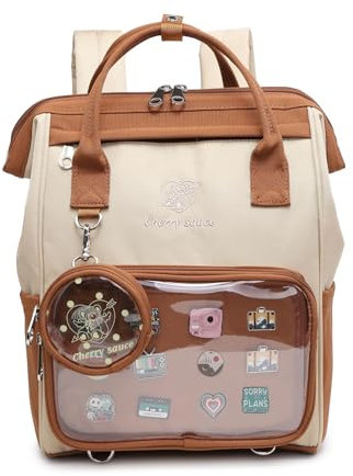 CHERRY SAUCE Ita Bag Pin Kawaii Cute Display Mommy Rucksack für Schule Anime Cosplay mit Einsatz, Khaki (groß), Large, Classic