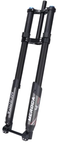 MirOdo Fourche Pneumatique Vélo 1-1/8 Tube Droit Moto Électrique Fourche Double Épaule 26/27,5/29 Universel VTT DH Speedway Fourche Réglage L'amortissement Course 200mm Axe Traversant 15 * 110mm