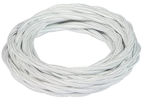 FANTON cavo elettrico tessile colore bianco treccia seta 5mt 3G1.5 filo rivestito in tessuto vintage stile retrò per lampadari applique 93808-05