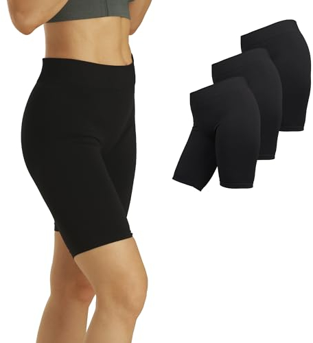 Basic Treasure 3er Pack Kurze Leggings Damen, Radlerhose Damen Kurz, Unterziehhose Damen Unter Kleid Rock, Anti Scheuern Unterhose (Schwarz, L/XL)