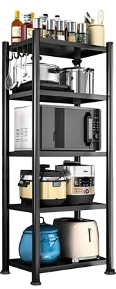 MAGIC SELECT Estantería para Almacenaje, Repisa Modular Multiusos, Estante con Ruedas, Estantería de Pie, Mueble para Cocina, Baño, Habitación, Salón con 5 Baldas de Almacenamiento. (155x40x27cm)