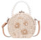 Fivelake Strohtasche Damen Stroh Umhängetasche Vintage Strandtasche Clutches Tashe mit Perle Strand Stroh Handtasche Crossbody Tasche für Damenreisen und Urlaub