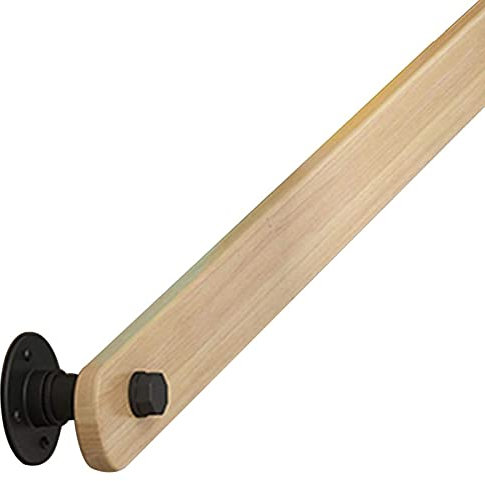 ASHILD Handläufe Treppe für ältere Kinder, Sicherheitshandlauf für Treppengeländer aus Massivholz, 30–600 cm Anti-Rutsch-Stützstange, antik, Holzfarbe (Größe: 3 m/10 Fuß (3 Teile))