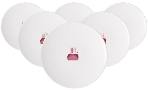Villeroy & Boch With Love Frühstücksteller Happy Birthday 6er Set, 21x21x2,5 cm, Kleiner Teller für Kuchen, Salat und Desserts, Premium Porzellan, Spülmaschinen- & Mikrowellengeeignet