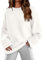 Jhsnjnr Womens Warm Knitted Jumpers Baggy Crew Neck Sweater Drop Shoulder Long Sleeve Oversized Chunky Sweater White