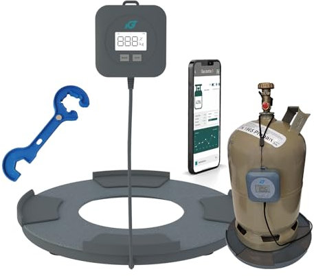 Bluecraft - Gasflaschen Füllstandsanzeige Gasflaschenwaage iGasView mit Bluetooth und App Gaswaage inkl. Gasregler-Schlüssel