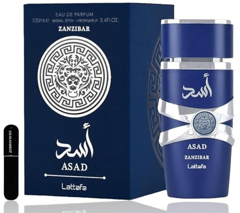 Asad Sansibar Parfüm für Männer, tropischer und frischer Sommerduft, 100 ml lang anhaltend, mit Zerstäuber, 5 ml, DRIKANBEST wiederaufladbar