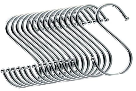 BBly S Hook 10 Pack Premium Stainless Steel Metal 9cm S Hooks Kitchen Pot Pan Hanger M Size S Hooks 3.5inch 10 Pack