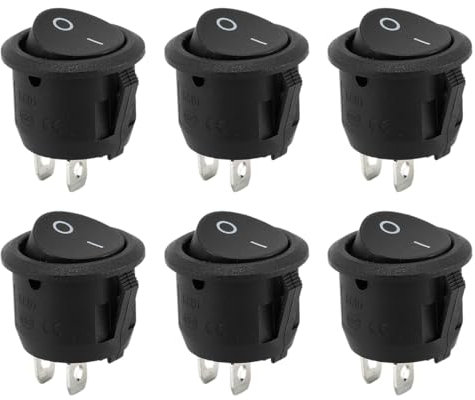 OIGWBPH 6PCS Interruttore da Pannello ON/OFF 2 Pin 2 Posizioni, Interruttore a Bilanciere Rotondo,Mini Interruttore a Levetta per Auto/Camion/Barca