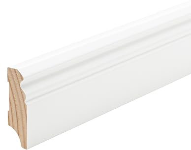 REESE Sockelleiste Fichte Weiß foliert plus Zubehör | Hamburg Berlin oder Weimar Profil | 60mm hoch | Innenecke, Außenecke, Eckturm | Made in Germany