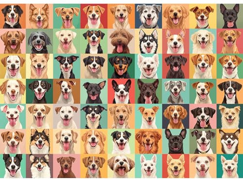 1000 Pieces Jigsaw Puzzles for Adults - Vibrant Dog Faces - Fun and Challenging Dog Puzzle for Family and Friends - Challenging Puzzle Perfect for Game Nights (19.7x27.6 in)
