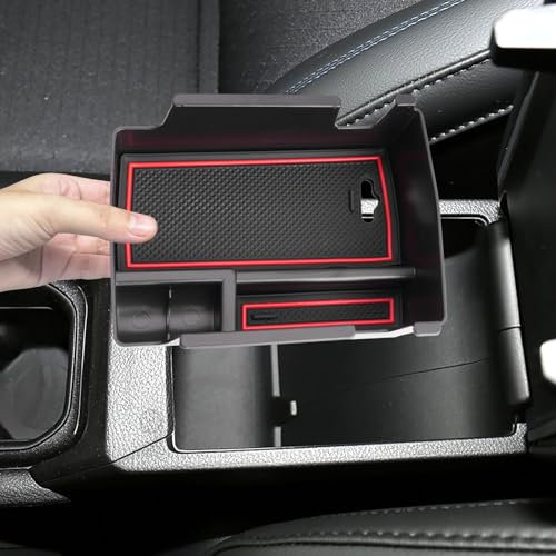 BSTW Compatibile con Jeep Compass 2021 2022 2023 2024 2025 Vano Portaoggetti per Bracciolo, per Jeep Compass Contenitore Centrale Organizer Scatola di Immagazzinaggio (Rosso)