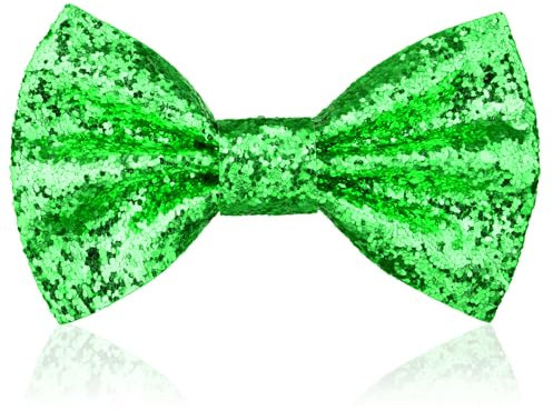 Aomig Glitzer Fliege Herren, Pailletten Fliegen für Männer, Schmale Smoking Fliege Schleife mit Haken, Unisex Kostümzubehör Verstellbare Bow Tie für Hochzeit Party, Karneval, Fasching, Kleidung (Grün)