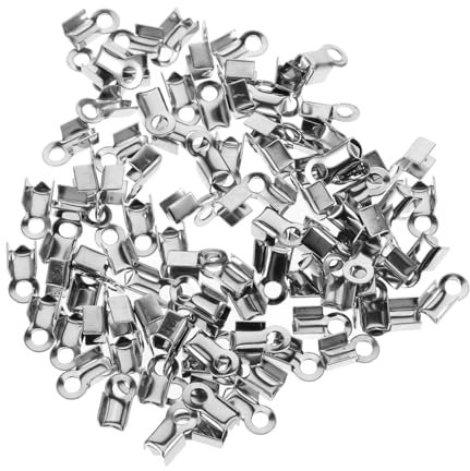 VILLCASE 100pcs Stainless Steel Clip Pusher Crimp Cord Chains Fasteners Alphabet Beads Bracelet Bead Friendship Bracelet Kit Key Hook Jewelry Clasps Charms Jewelry Wire Jewelry Tube Silver