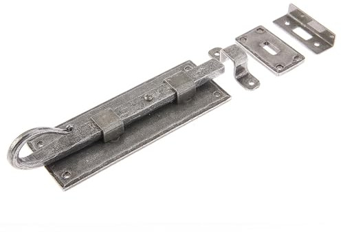 Durable Shepherds Crook Straight Bolts 152mm in Pewter Finish - Door Bolt Lock