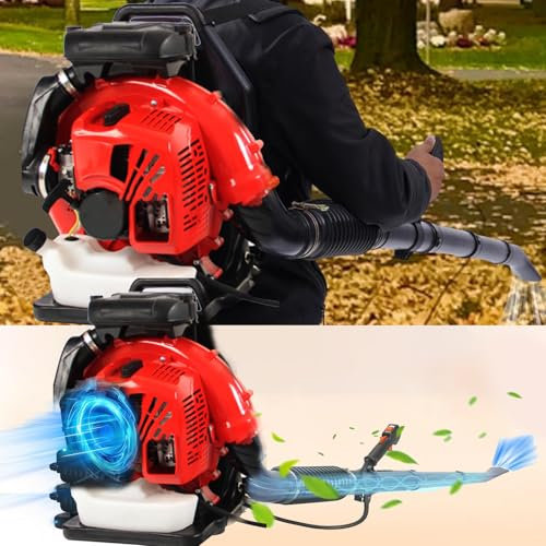 Akku-Laubbläser für den Garten mit Benzinmotor, 2-Takt-Laubbläser mit Rucksackantrieb und Benzinmotor, Schneefräse für den Garten als Rucksack, Akku-Laubbläser mit Tempomat-Griff zum Wegblasen von L