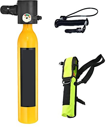 EDEDE Tauchflaschen-Set, Tragbare Unterwasser-Notfall-Ersatzgasflaschen, Ausgestattet Mit Einem Kompletten Satz Atemschutzmasken für Tauchrettung/Bootsreinigung(Yellow Package A)