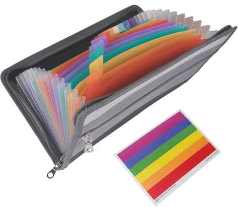 Fächermappe A5, Dokumentenmappe, Mappen Mappe A5 Ordner mit Fächern, Bunte Innenseiten, Geeignet zur Aufbewahrung von Schecks, Rechnungen, Quittungen, Tickets, Coupon