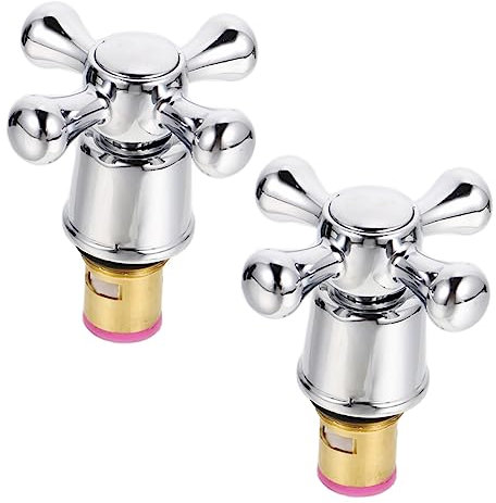 Tofficu 2 StüCk Wasserhahn Griff Ersatz 1/2 Zoll Kreuzgriff FüR Waschbecken Und KüChenspüLe Aus Messing Und Edelstahl Und KorrosionsbestäNdig