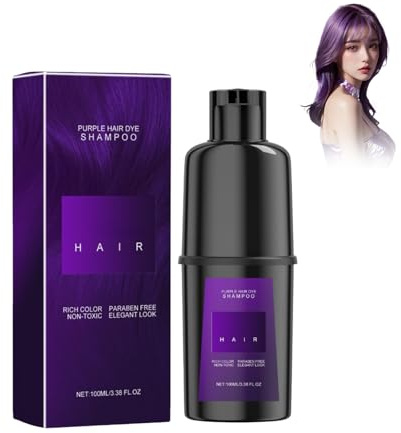 Champú de tinte para el cabello, 100 ml, 3 en 1, champú de color para el cabello, champú de color natural para cabellos grises, tinte instantáneo de larga duración (morado)