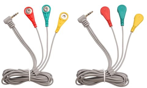 TIENFOKOTA 2 Stück 3,5 mm rechtwinklige TENS-Anschlusskabel mit 1-zu-3-Schnappverbindern, vergoldetes EMS-Massagekabel für großflächige Stimulation, passend für TENS/EMS-Geräte, Muskelstimulator mit 3