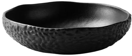 FUHAI-666 Tazones de Frutas Frutero de cerámica Texturizada, Plato Decorativo for Servir en la Cocina y Sala Estar(Negro)