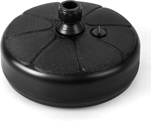 GOPLUS Pied de Parasol de Jardin Exterieur pour mât de Ø 38 mm, Base de Parasol Ronde Remplissable, d'eau 9,5L et de Sable 15KG Poids, pour Jardin Patio Terrasse
