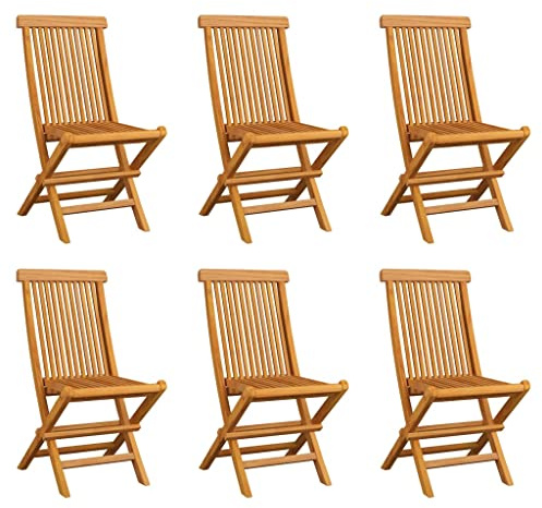 Cartvyn Klappbare Gartenstühle 6 STK Massivholz Teak Holz Hochlehner für Terrasse Balkon Outdoor leicht faltbar komfortabel wetterbeständig