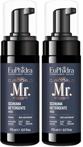 Euphidra - Mr. Schiuma Detergente Viso, Detersione Delicata per Pelli Sensibili e Miste, Formula Leggera, Morbida e Idratante a Base di Tensioattivi, Flacone Riciclato, 175 ml (Confezione da 2)