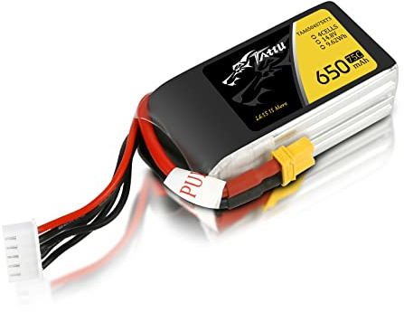 Tattu 4S Lipo Batterie 650mAh 14,8V 75C 4S Batterie RC avec connecteur XT30 pour UAV Drone RC Quadcopter Multirotor FPV 150 Taille