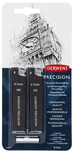 Derwent Feinminenstift-Minen und -Radiergummis, 0,7 mm, HB/2B, Profi-Qualität, 2302432