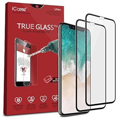 iCarez Tempered Glass Screen Protector for iPhone 11 Pro iPhone X/XS 5.8-Inches，2-Pack Full Coverage