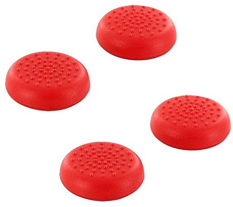 Lot de 4 capuchons en silicone pour manettes de jeu PS4 PS3 PS2 Xbox 360 Xbox One Rouge