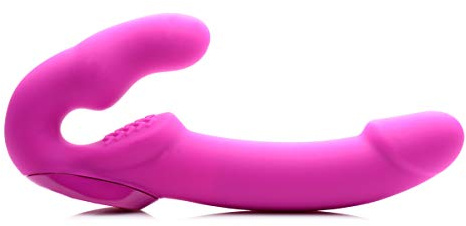 Evoke Rechargeable Vibrating Silicone Strapless Strap On- Pink