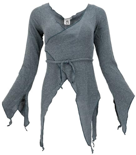 GURU SHOP Wickel-Strickjacke, Pixi Wickeljacke - Taubenblau, Damen, Baumwolle, Size:S/M