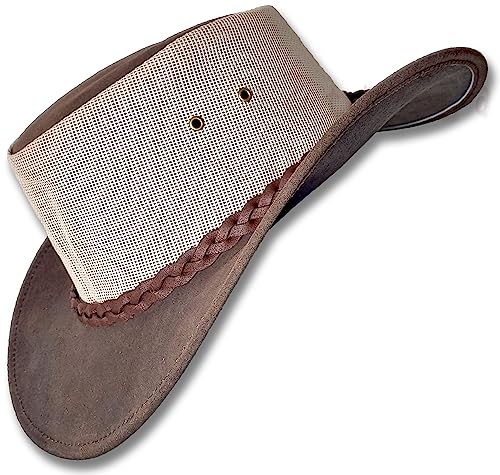 Oztrala Herren Mütze aus Wildleder, Jacaru, Cowboy, Australien, Outback, Golf, SB 1019 US - Braun - 6.5