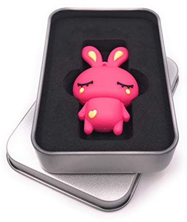Onwomania Pinker Hase niedlich Ostern USB Stick in Alu Geschenkbox 64 GB USB 3.0