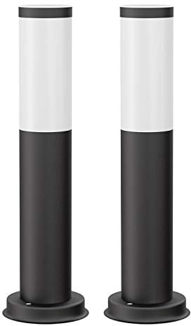 ledscom.de 2 Stück Wegelicht/Pollerleuchte PORU für außen, IP44, 39 cm, schwarz, 1x E27 max. 40W