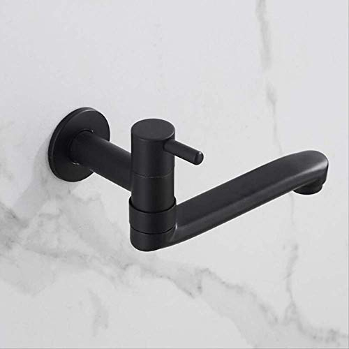 Grifos De Baño Extra Largos De Cobre Negro Mate, Lavadero, Cocina, Grifo De Fregadero Montado En La Pared, Grifos De Agua Fría Para Exteriores 15cm