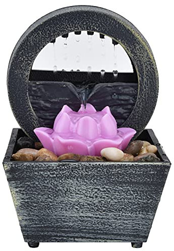 Cascata della Fontana da Tavolino, Portatile Feng Shui Fontana di Meditazione Zen con Luce Led, Interno Artigianato con Ornamenti a Cascata con Rocce Naturali di Fiume Regalo di Decorazione