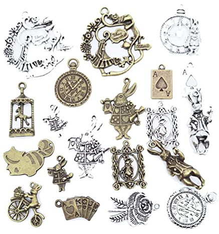 MiaLover 20 Stück Antik Steampunk Zahnräder Metall Anhänger Charms Uhr Hase Poker Schädel Schmuck für Geschenke Machen Handgemachte Accessoires DIY Dekorationen Schmuck Basteln(Mix)