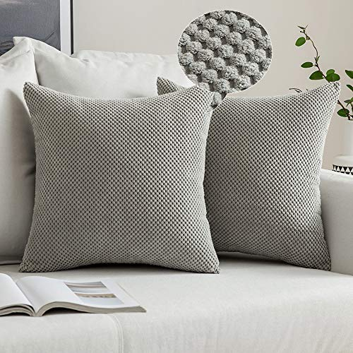 MIULEE 2er Set Kissenbezüge Dekokissen Körnig Dekorativ Kissenbezug Kissenhülle Sofakissen Deko Bezug Weich Zierkissen Kissen für Wohnzimmer Schlafzimmer 35x35cm Hellgrau
