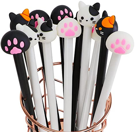 12 penne kawaii a tema gatto, penna nera, cancelleria, pensierini per bambini dopo festa, gadget compleanno, regalini fine festa