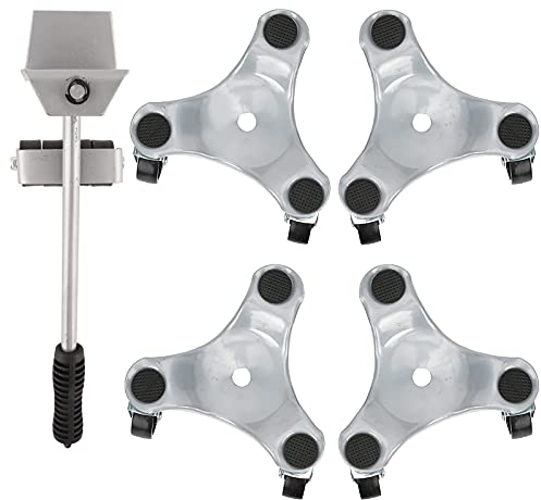 4 Stück Möbelroller, Möbel Transportroller Set, 400kg Tragfähigkeit 160cm Tri-Dolly Möbel Mover Lifter Kit 3 Rad Möbelwagen mit Heber, Leicht Bewegliches Transport Roller für Möbel und Geräte