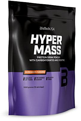 BioTechUSA Hyper Mass - Mass Gainer with Carbs & Protein Blend | Micronised Creatine | Gluten-Free, 1 kg, Salted Caramel