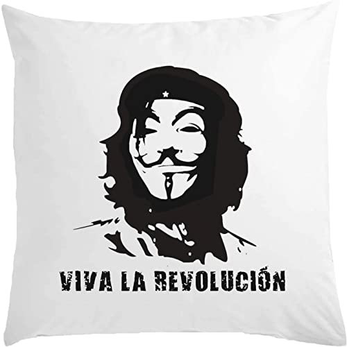 Viva La Revolucion Guy Fawkes Anonymous Mask Kissen 40 x 40 cm mit Füllstoff, Weiß, Einheitsgröße