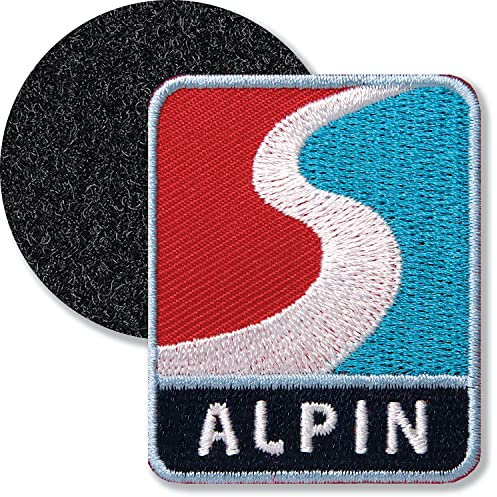 Klettpatch - Wintersport Alpin Patch gestickt 42 x 52 mm/Ski Skitour Snowboard Berge Alpen Winter/Patches Abzeichen zum kletten aufnähen aufkleben auf Kleidung Rucksack/Club of Heroes (Rot-Blau)
